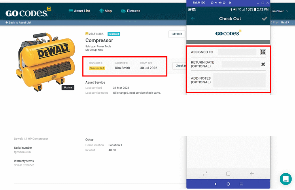 GoCodes dashboard