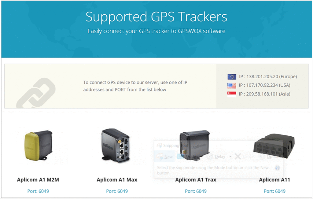 GPSWOX dashboard