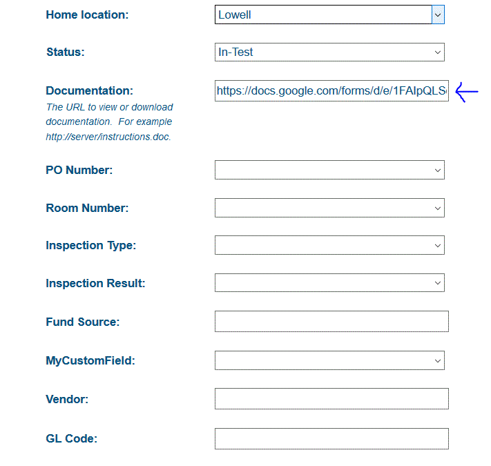 Using GoCodes to track equipment service tasks using Google Docs