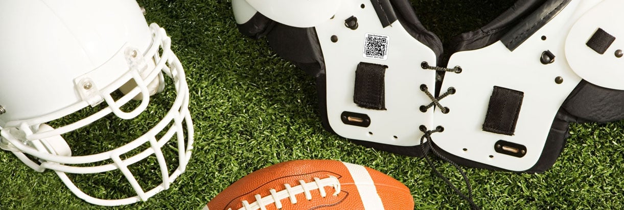 Track sports equipment using qr codes and an app
