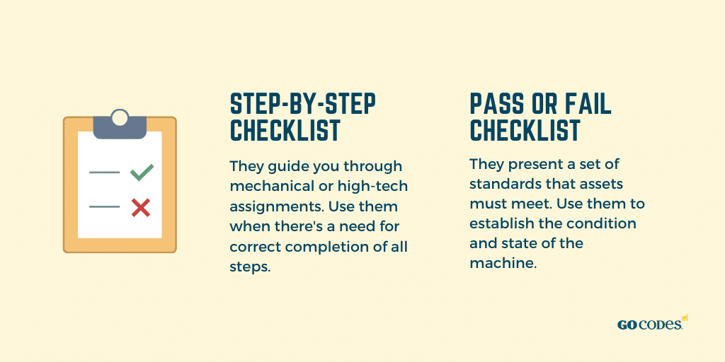 two main types of preventive maintenance checklists