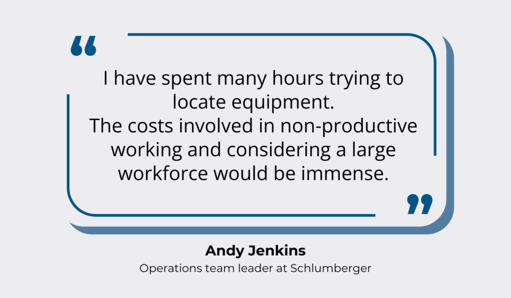 quote on time spent locating equipment and non-productive working