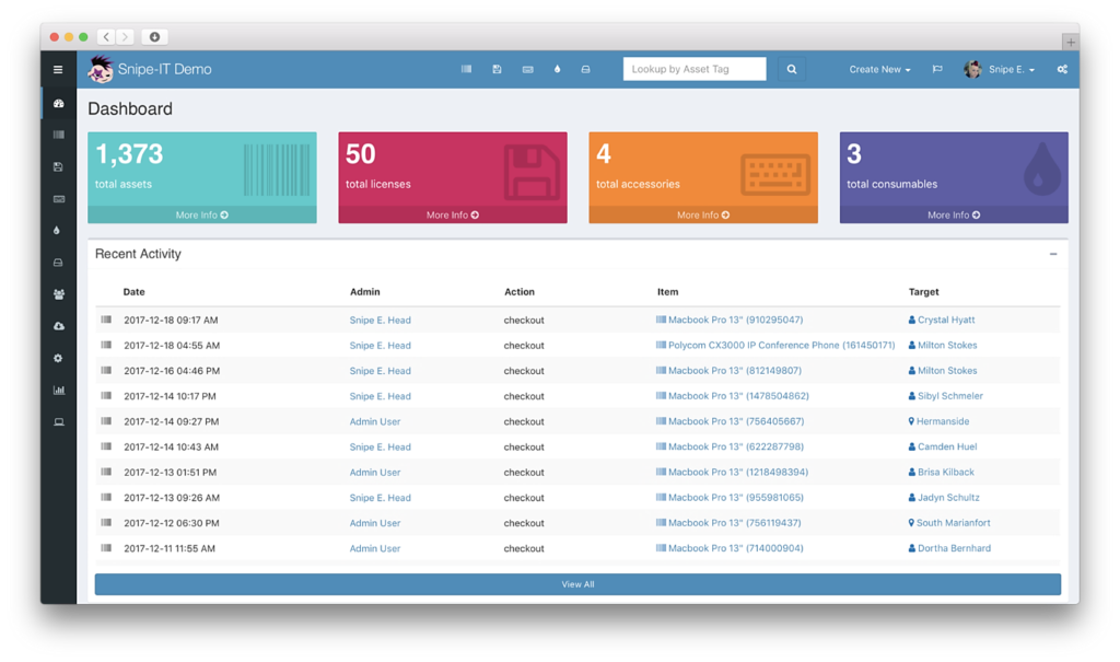 Snipe-IT dashboard