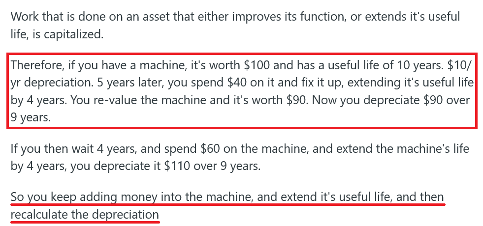 Depreciation recalculation example