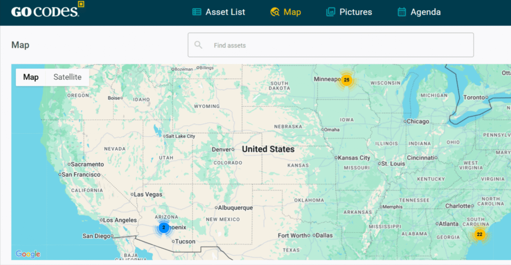 GoCodes Asset Tracking dashboard