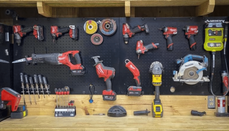 vertical power tool storage space