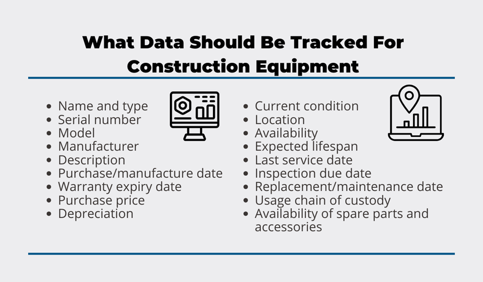 construction equipment data to track