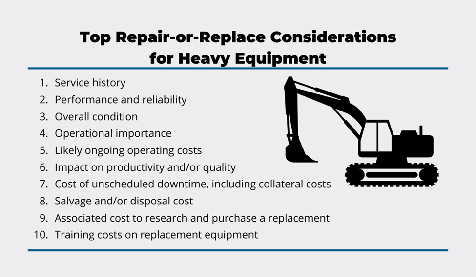 repair or replace considerations for heavy equipment