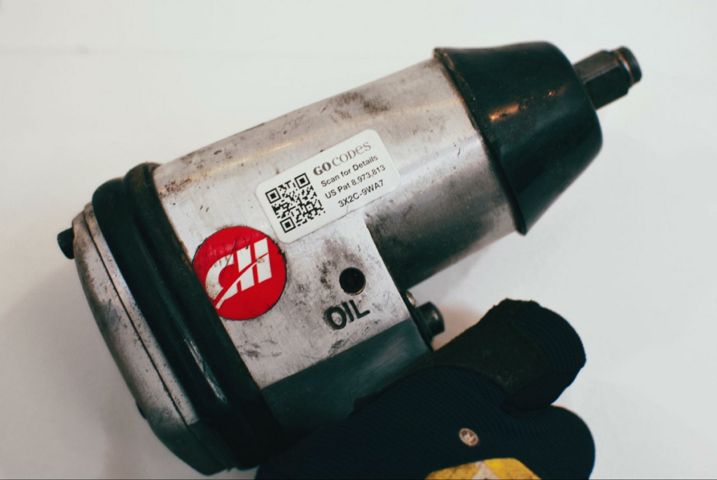 gocodes qr code label on a hand held tool