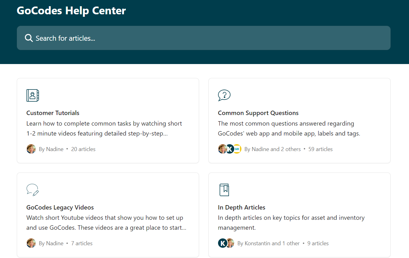 gocodes help center screenshot
