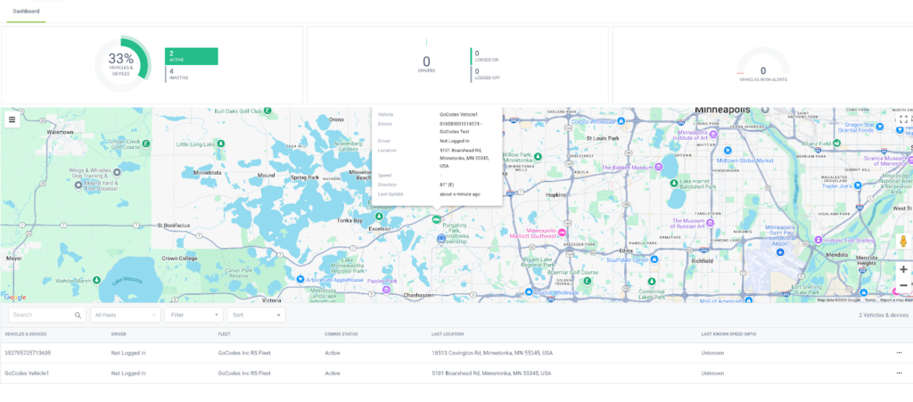 GoCodes dashboard