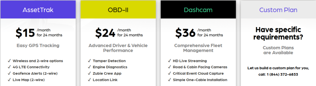 Zubie pricing plan