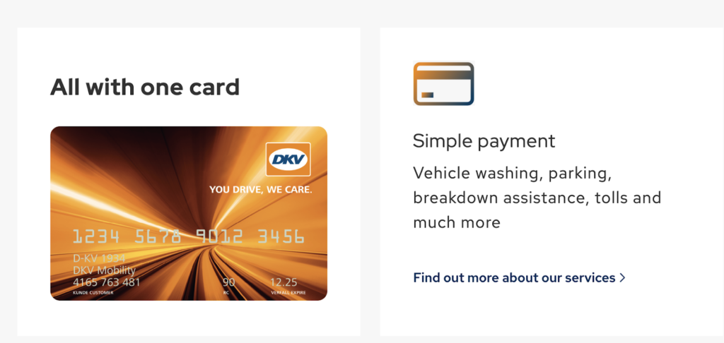 DKV Mobility fuel card with benefits 