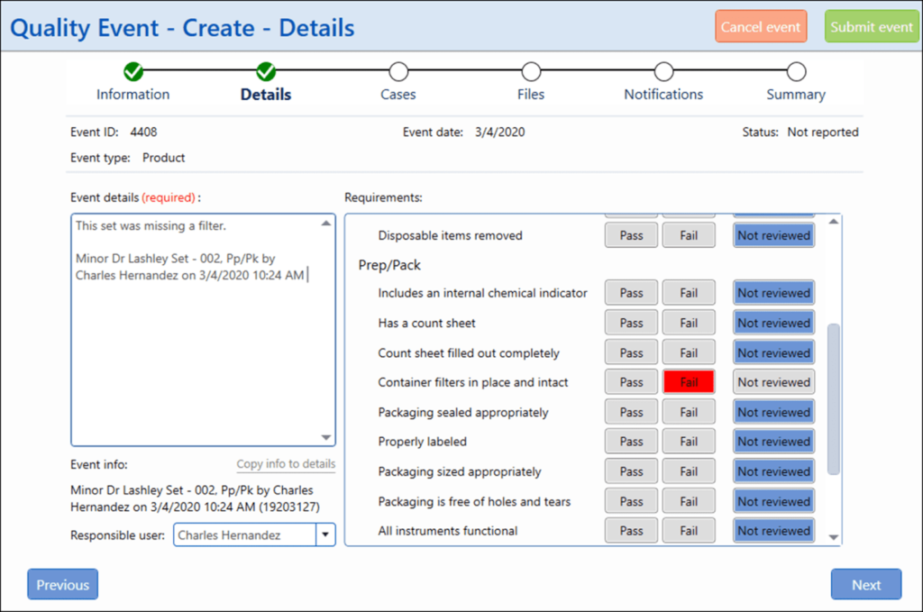 Steris dashboard