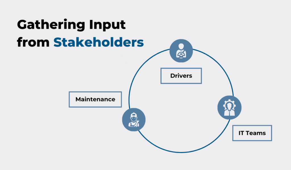 Gathering input from stakeholders - drivers, maintenance, IT teams