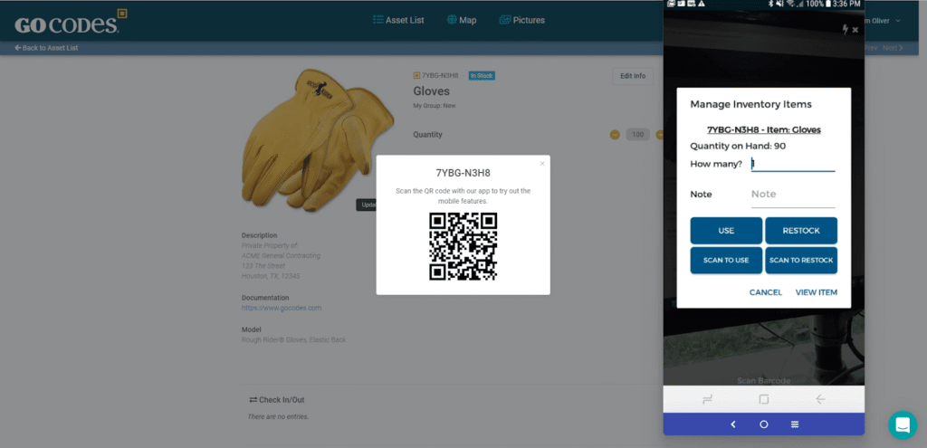 GoCodes dashboard