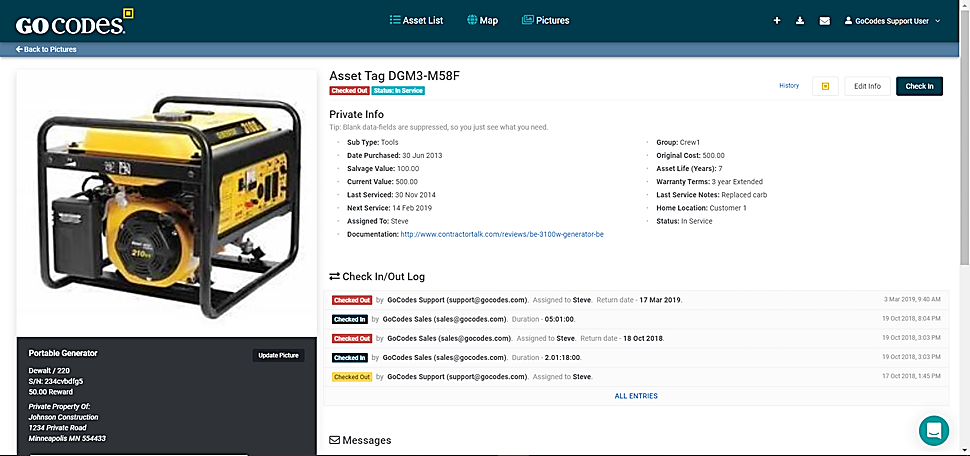 GoCodes dashboard