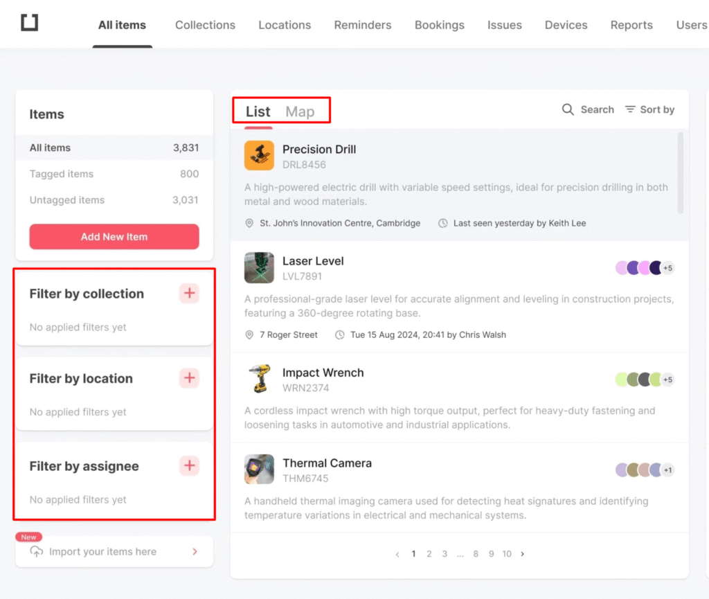 itemit dashboard