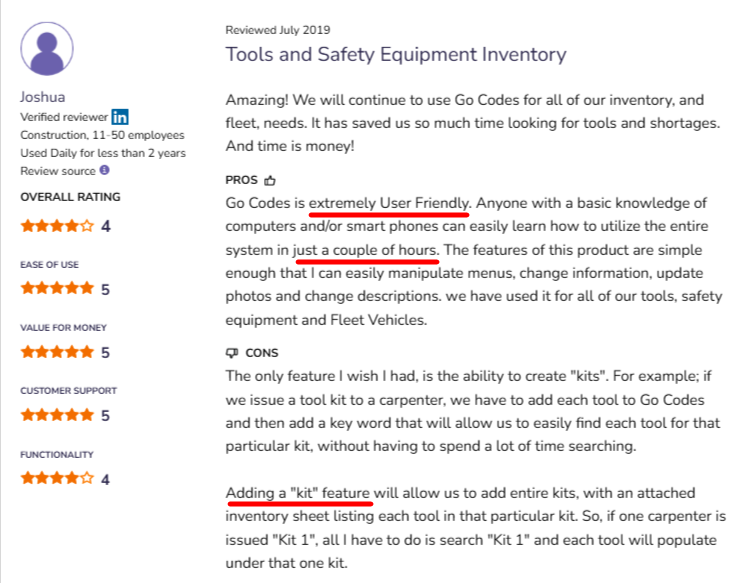 GoCodes review on Software Advice