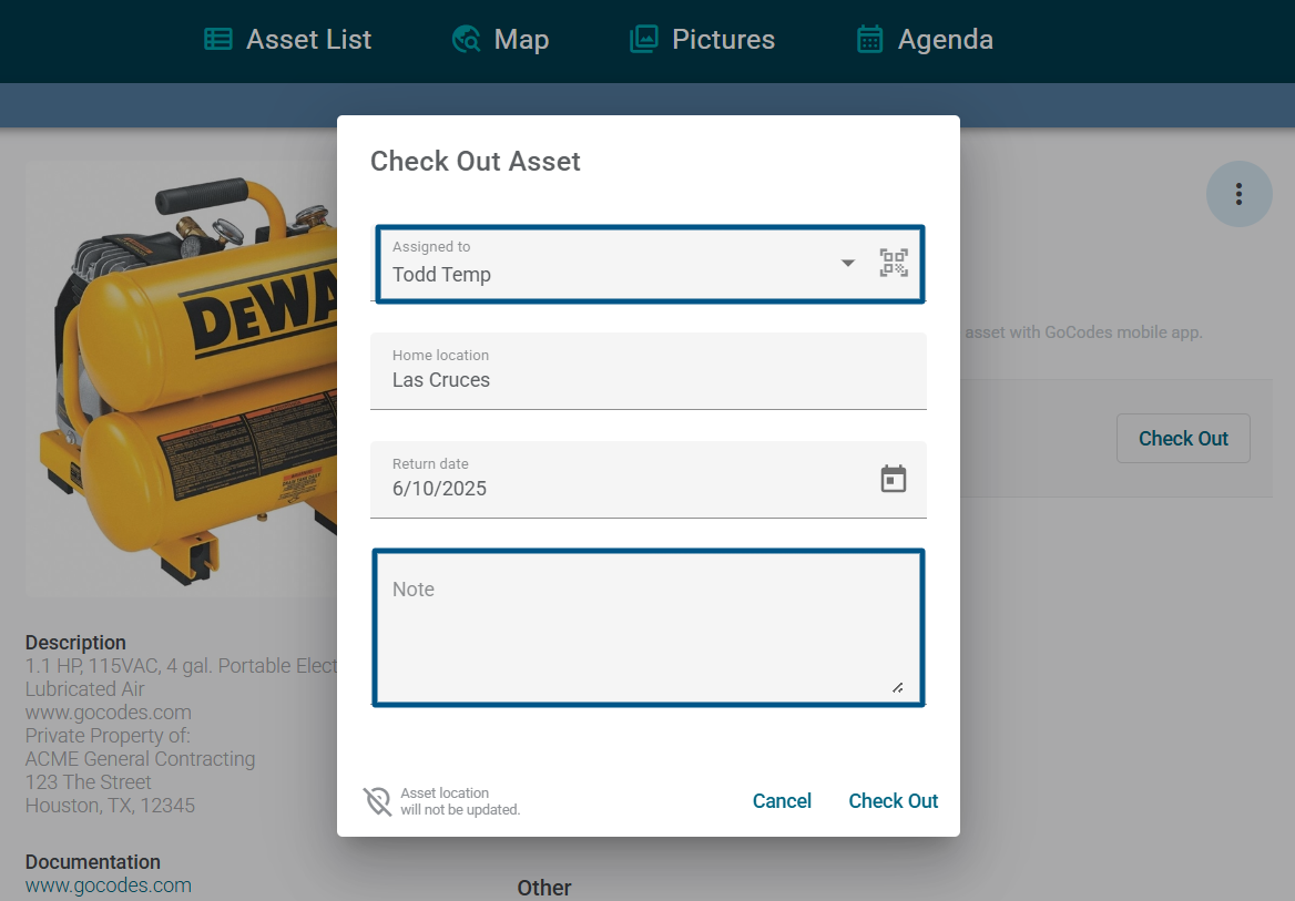 GoCodes dashboard