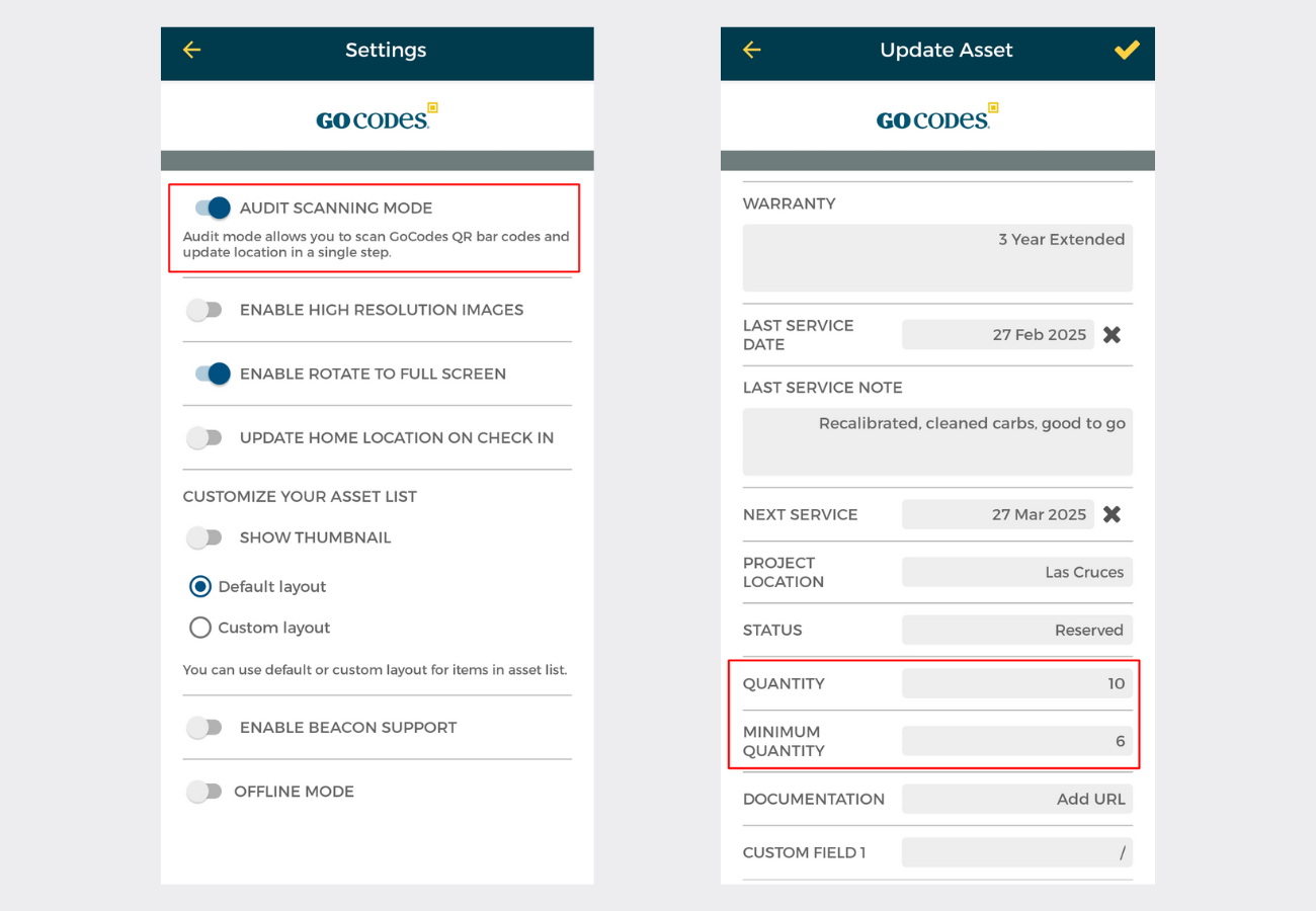 GoCodes dashboard
