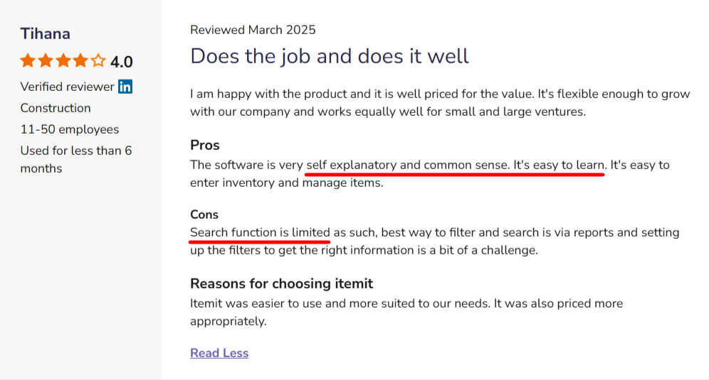 itemit review on Software Advice