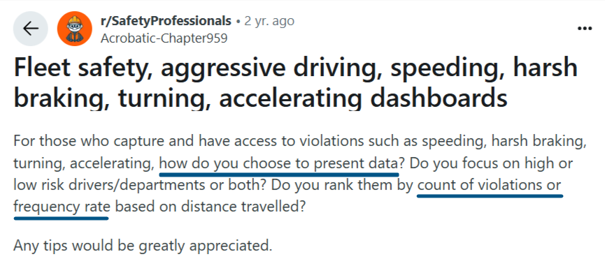 Reddit post on fleet safety metrics