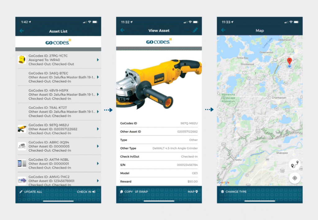 GoCodes Asset Tracking dashboard