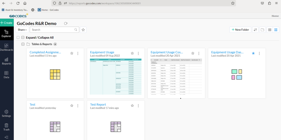 GoCodes dashboard